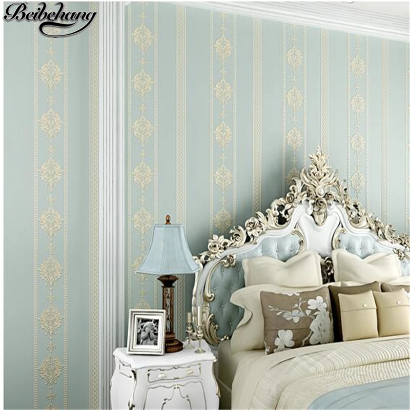 

beibehang Non-woven three-dimensional relief vertical striped wallpaper warm bedroom living room Jane European TV backdrop wall