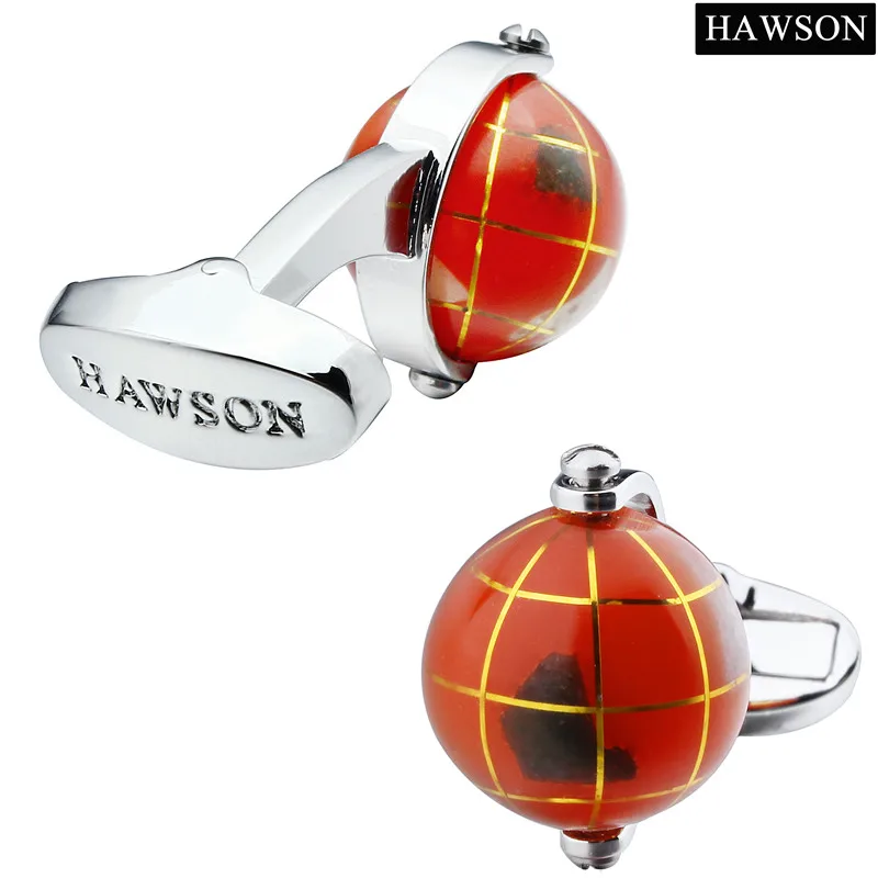 Interesting Running Global Cufflinks HAWSON Brand Blue World Cuff links for Mens Shirt Jewelry Ship from USA