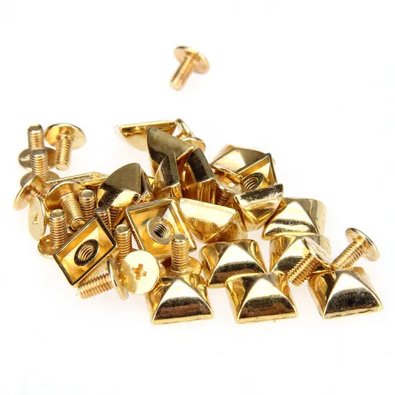 

100pcs Alloy Rivets Spikes + Screw DIY Bag Clothes Shoes Leathercraft Gold Tone