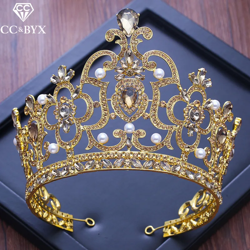 

CC big tiaras and crowns baroque style engagement wedding hair accessories for bride fine jewelry high quality water drop XY233