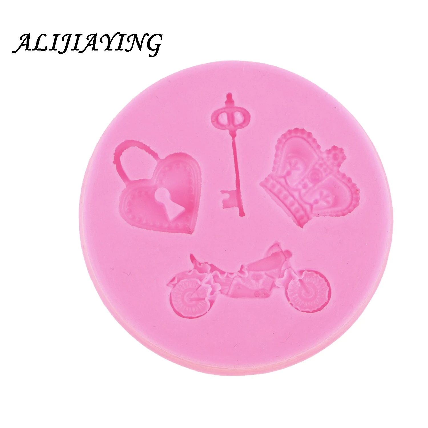 1Pcs Love lock key motorcycle fondant silicone mold for cake decorating tools cooking Sugarcraft Baking Accessories D0437