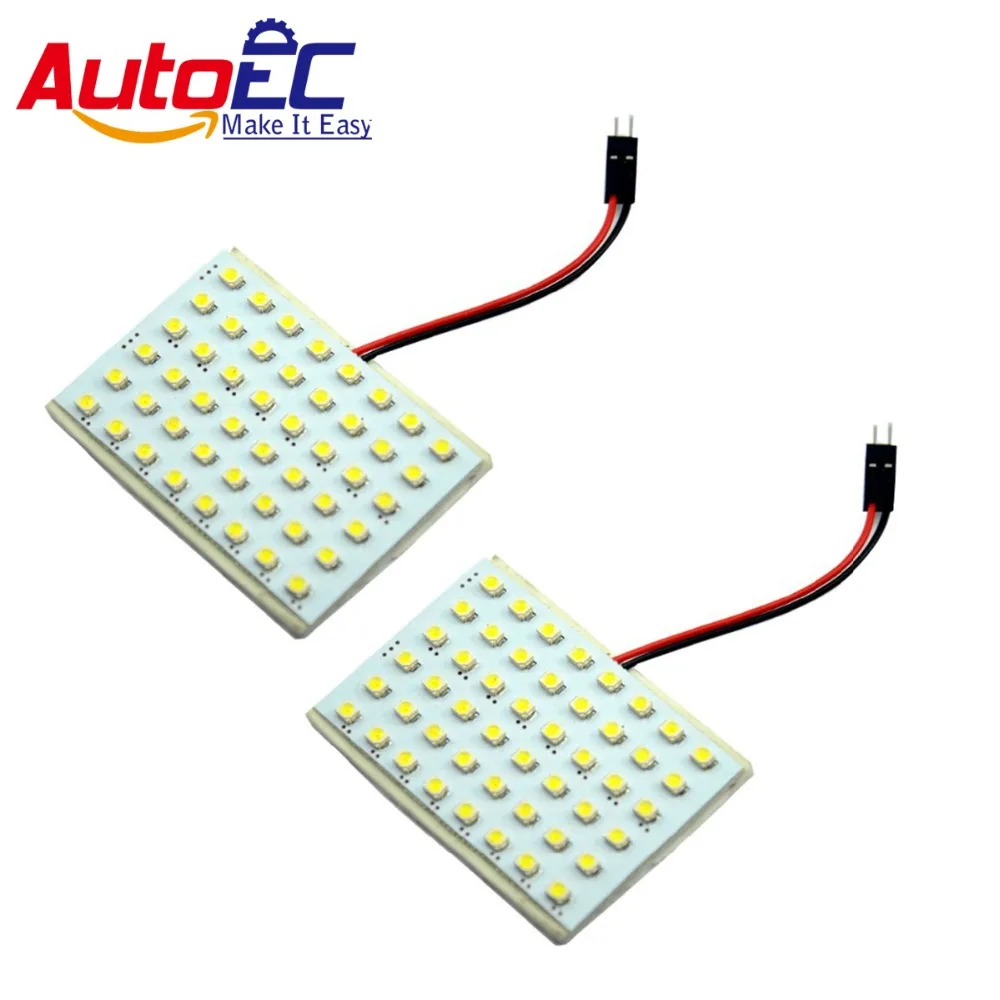 AutoEC Car Dome Panel Light 48smd 3528 with 3 adapter T10 Festoon ba9s for Car Auto Interior Roof Reading light DC12V 100x #LL06