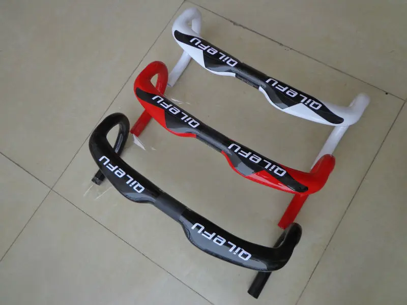 Rot-weißer QILEFU Road UD 3K Vollcarbon-Fahrradlenker, leichter Carbon-Fahrradlenker, 31,8*400/420/440 mm – Detail 9