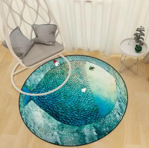 INS Nordic Round Carpet Rug Door Mat for Living Room Area Rug Carpet Bedroom Anti-Slip Floor XMAS Elk Mat Tapete Home Textile