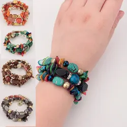 New Bohemian Multicolor Shell Bracelets & Bangles Crystal Stones Beaded Multilayer Bracelets Charm Gold Color Bracelet For Women