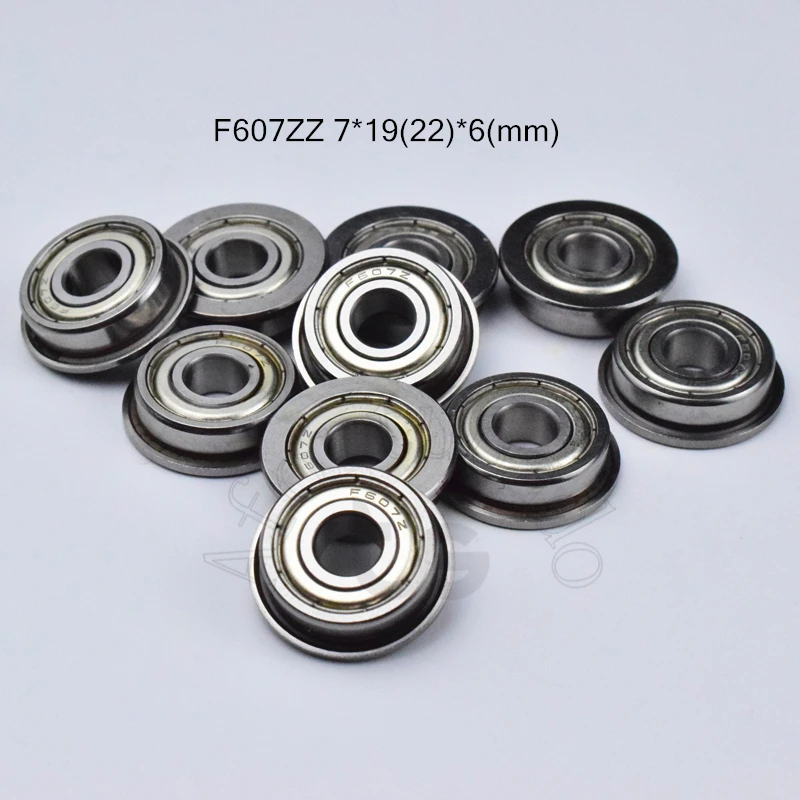 

F607zz 7*19(22)*6(mm) 10pieces Flange bearing 607 F607 metal sealed ABEC-5 chrome steel miniature bearings