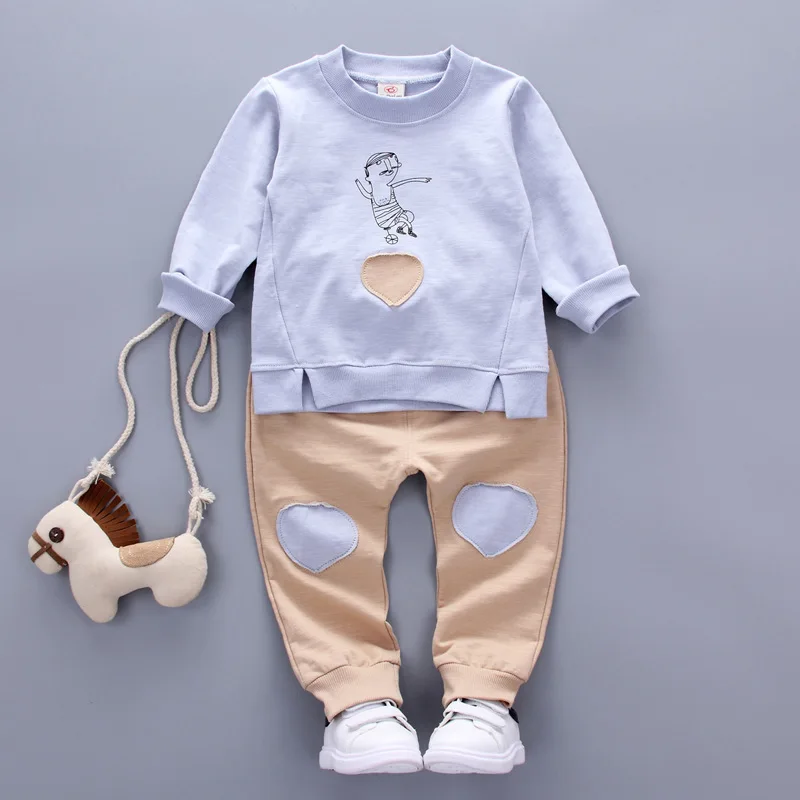 

2017 spring new children clothing 100% cotton Love Long-sleeved t shirt +1 pants 1-4 year baby boy girls clothing sets