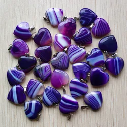 Wholesale 36pcs/lot good quality purple stripe onyx heart shape pendants for jewelry making 20mm free shipping