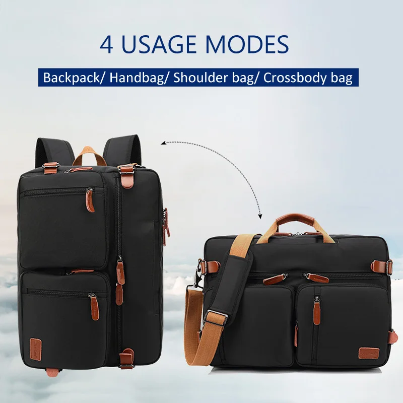 Maletín Convertible de 17 pulgadas para hombre, bolso de negocios, bolsa de mensajero informal para ordenador portátil, bolsas de viaje