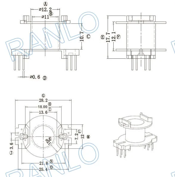 RM10 High Frequency Transformer Bobbin Frame PC40 ferrite core