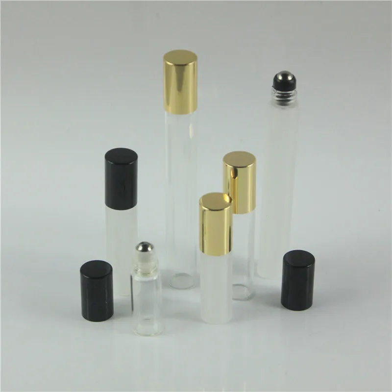 50pcs/lot 3ml 5ml 10ml Glass Roll on Bottle with Stainless Steel Roller Small Essential Oil Roller-on Sample Vials Bottle