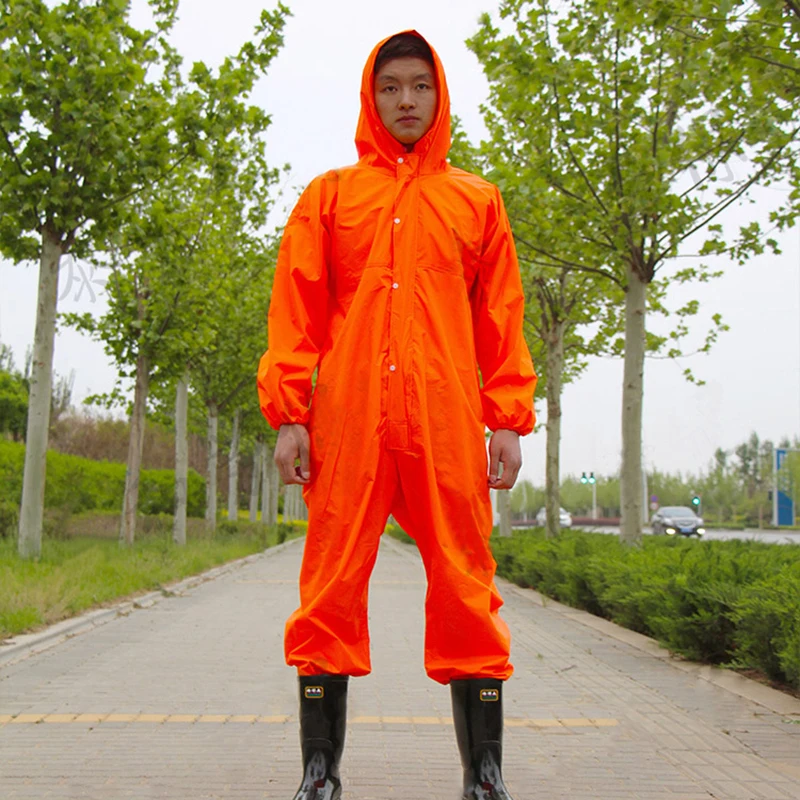 Working-Coveralls Waterproof Hooded Raincoat Overalls Anti-Oily Dust-Proof Paint Spray-Clothing Hood Protective Work-Clothes