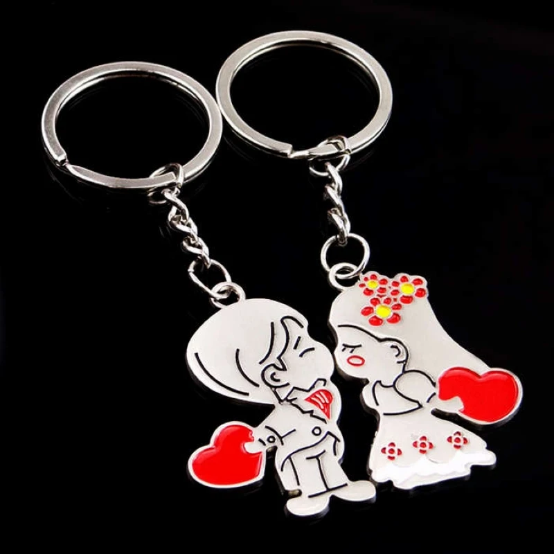 

Cute Girls New Anime Couple Keychain For Women Cartoon Key Chain On Bag Car Trinket Lovers Jewelry Wedding Valentines Gift