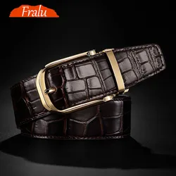 FRALU High quality men's genuine leather belt designer belts men luxury  male belts for men fashion vintage pin buckle for