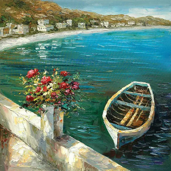 

Top Quality Hand Painted Mediterranean Landscape Oil Painting On Canvas For Living Room Wall Decoration Art Painting