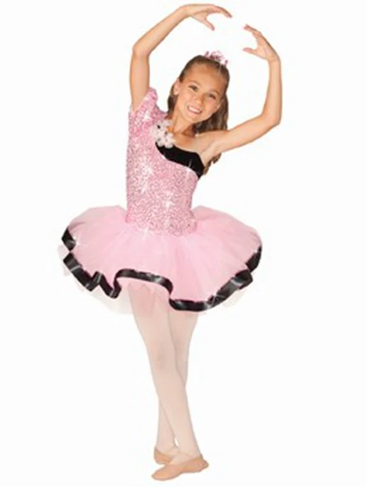 

Girls' Professional Ballet Dresses Kids Pink Bead Embroidered Sequin Dress Female Ballet Tutu Dress Performance Costumes D-0494