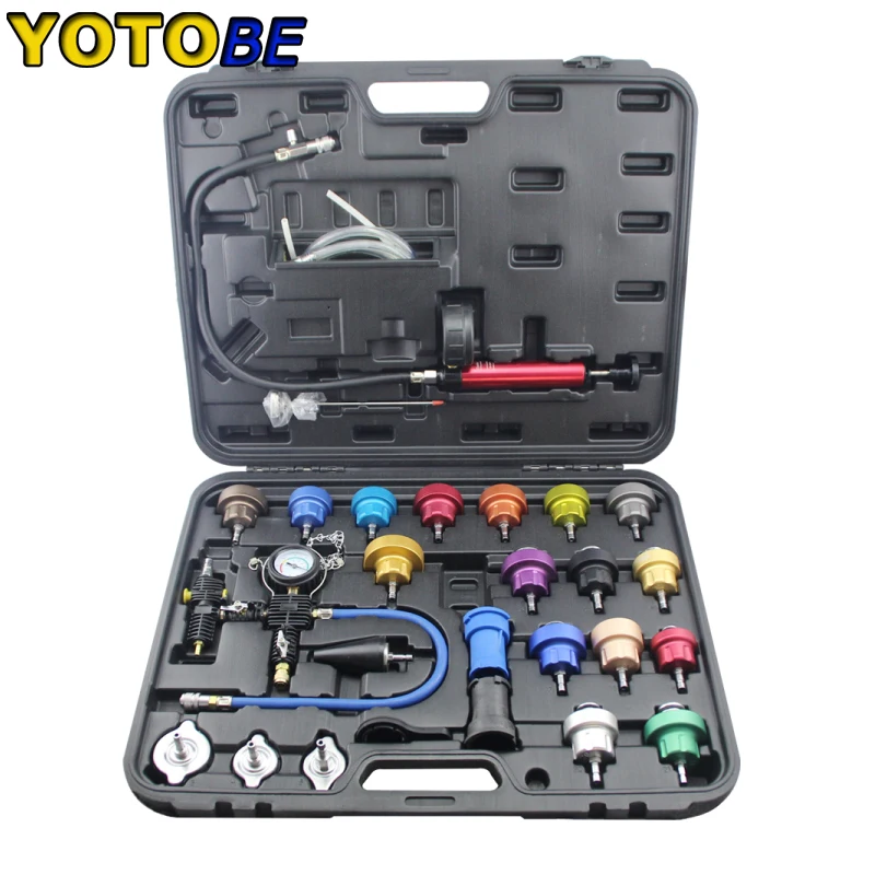 

27pcs Universal Radiator Pressure Tester Kit Cooling System Tester Water Tank Leakage Tester Water Tank Leakage Tester