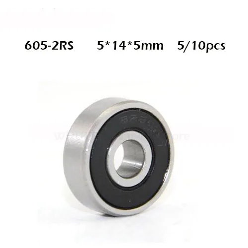 5/10pcs 605 605RS bearing 5*14*5(mm) free shipping ABEC-1 bearings rubber Sealed Bearing chrome steel bearing 605 605rs 605-2rs