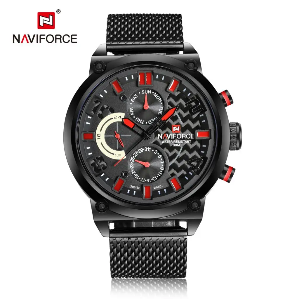 NAVIFORCE Luxury Brand Men Stainless Steel Analog Watches Men\'s Quartz 24 Hours Date Clock Man Fashion Casual Sports Wirst Watch