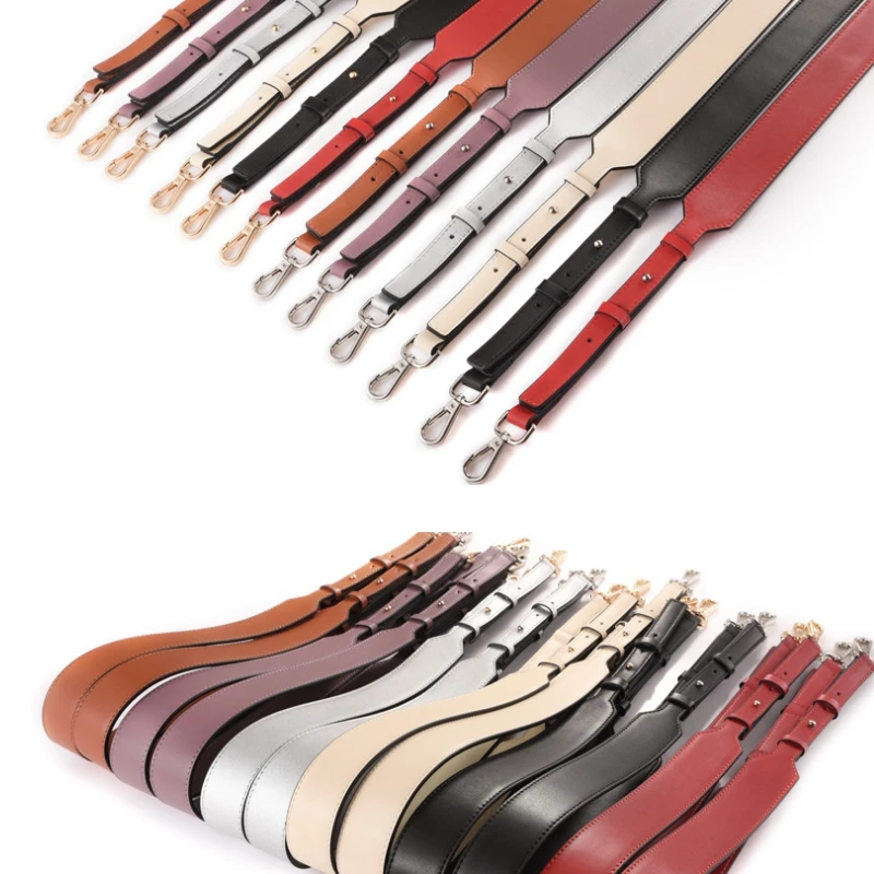 

Cowhide Leather Wide Bag Strap Solid Color Adjustable Belt For Bag Length 95cm-120cm Brand Luxury Women Handbag Accessories