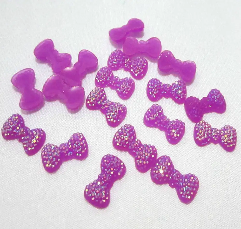 100PCS AB Resin shiny Bow Flatback Rhinestone children scrapbook Wedding applique DIY Ornaments SC25*2