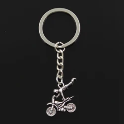 Fashion 30mm Key Ring Metal Key Chain Keychain Jewelry Antique Silver Color Plated Motorcycle Motorcross 25x25mm Pendant