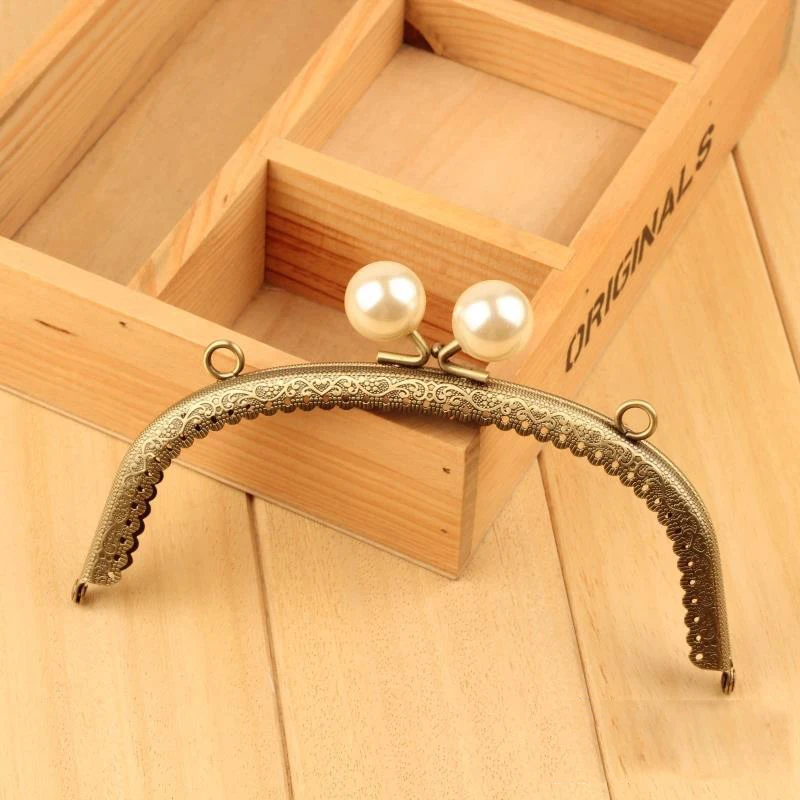 8.5-20cm Metal Clutch Kiss Clasp Lock Purse Frame Pearl Head Handles Coin Bag Handbag DIY Lock Clips Hardware Accessories Bronze