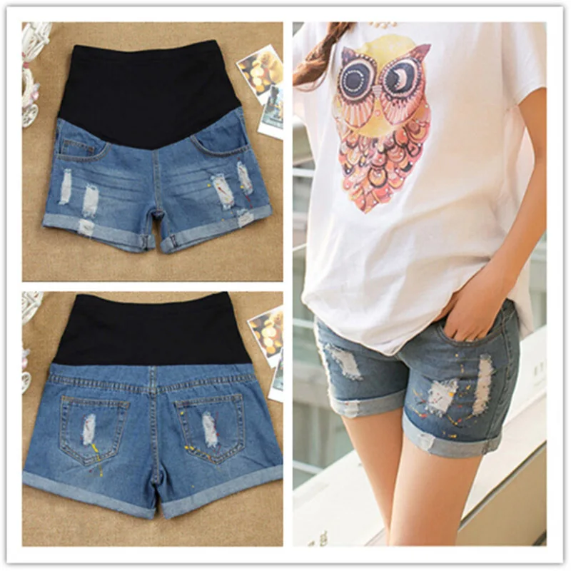 Summer New Jeans Cotton Pregnant Women Maternity Shorts Linen Pants Care Belly Denim Thin Shorts Plus Size Bermudas