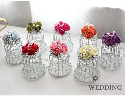 

EMS 100 pieces White Bird Cage Wedding Favor Gift Box Favors 7*7*10 cm Decorations Birdcage Candy Box storage case