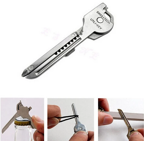 

New Arrive 6 In 1 Multi Function Key Bottle Opener Key Chain Screwdriver Outdoor Necessary