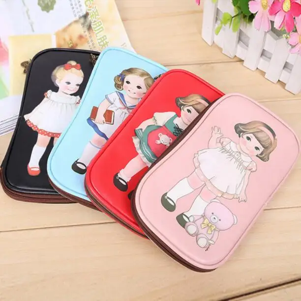 Kawaii Doll Cartoon Pencil Case Multifunction  Pencil Bag Leather Pen Case Cosmetic Bag