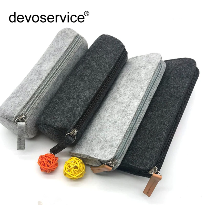 

Creative Simple Solid Color Felt Pencil Case High Capacity Multi-function Pencil Bag Students Pencils Writing Storages Bag Gifts