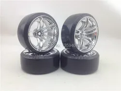 pre-glued nuovo 4 pz rc tappeto drift pneumatici wheel rim 1/10 drift gomma WD5S ( chrome ) 9 mm offset alla deriva per moquette