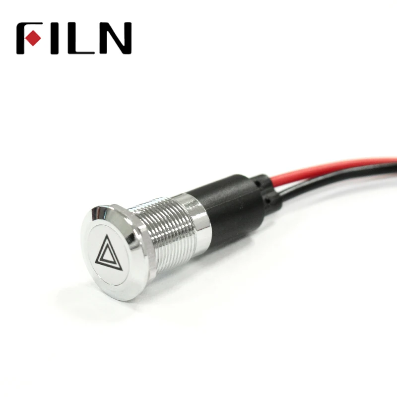 FILN FL1M-14FW-C 14mm led สีแดงสีเหลืองสีเขียวสีเขียวรถ applicance สัญลักษณ์ 12 v led ไฟ 20 ซม.