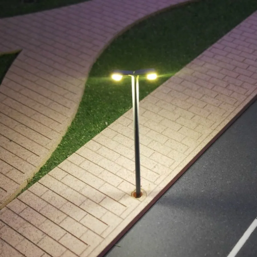 Modell Zug Eisenbahn Lampen 1/500 Skala 3,5 cm Hohe Miniatur Led 3V Straße Doppel Kopf Kupfer Licht Für Architektur layout – Detail 20