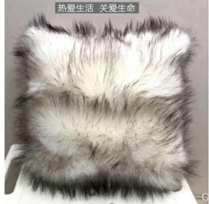 luxury faux fox fur cusion cover thicken super long hair white black fur pillow case home decor pillow cover indoor