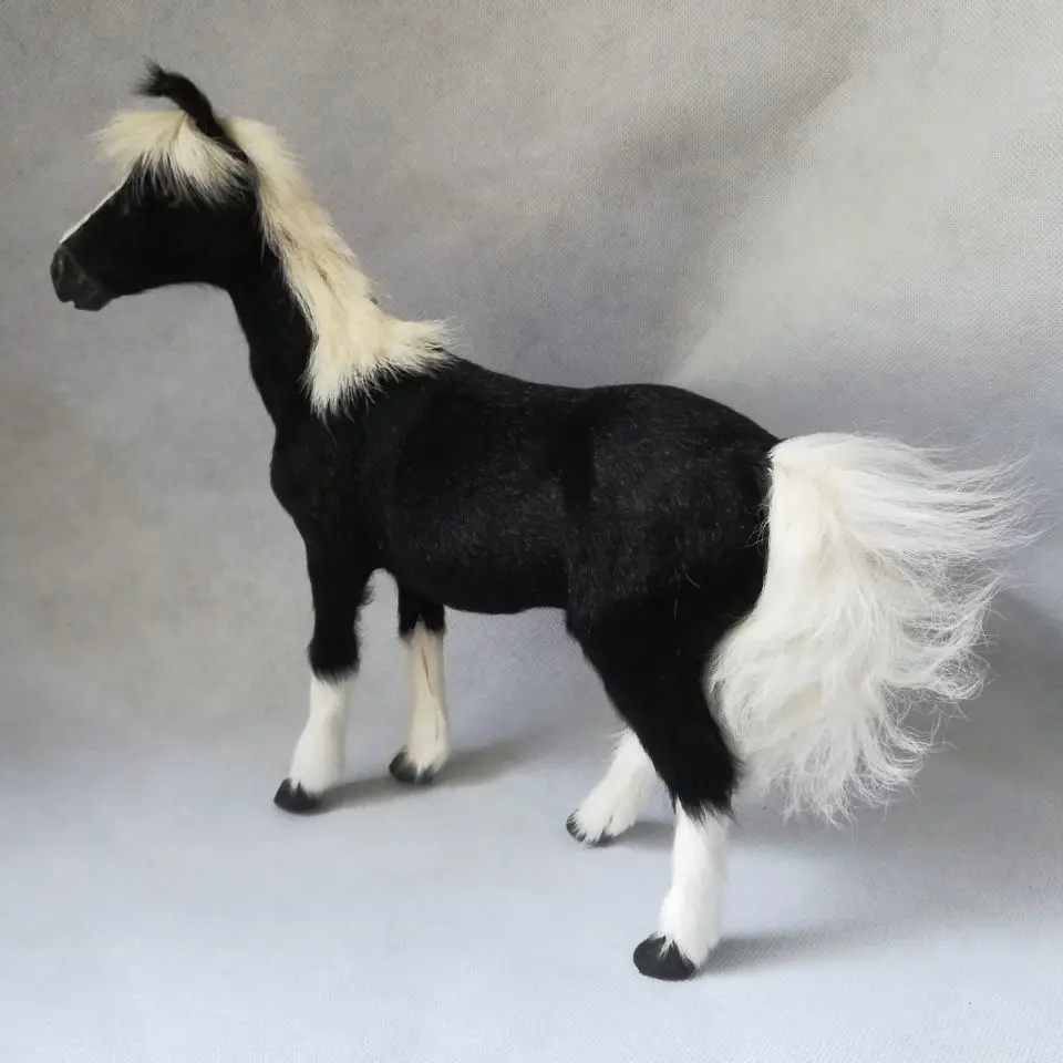 real life toy polyethylene&furs black horse large 26x22cm model handicraft home decoration birthday gift b2024