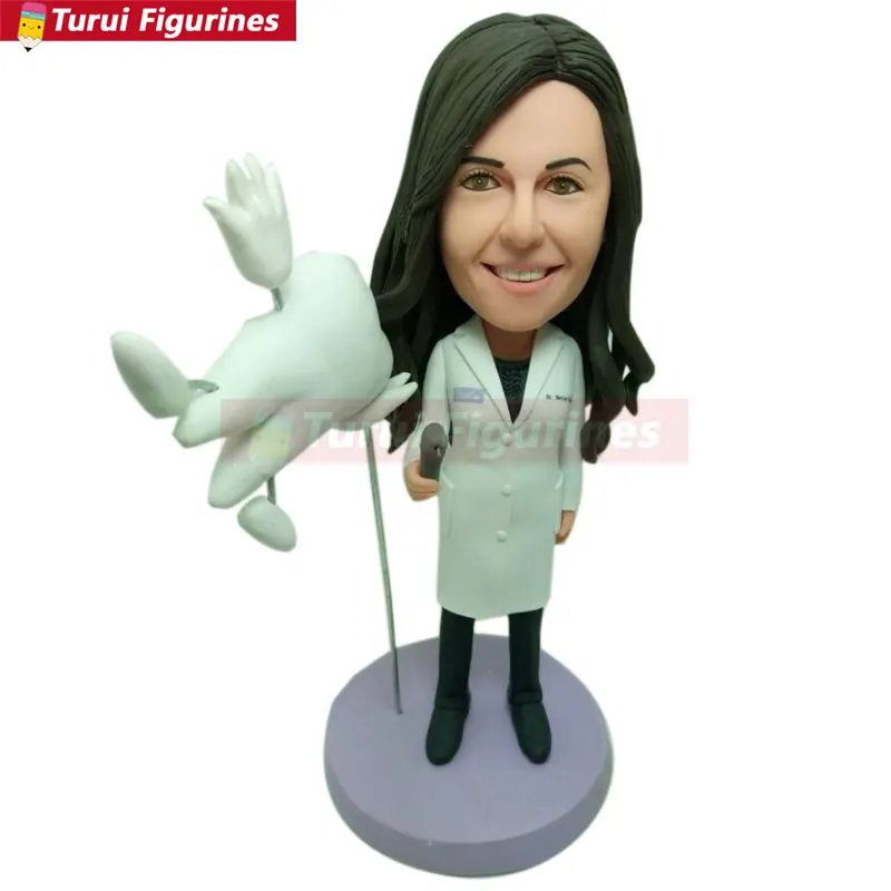 

Female Dentist Personalized Gift Custom Dentist Bobble Head Clay Figurines Dentist Birthday Cake Topper Bday Gift Dentist Girlfr