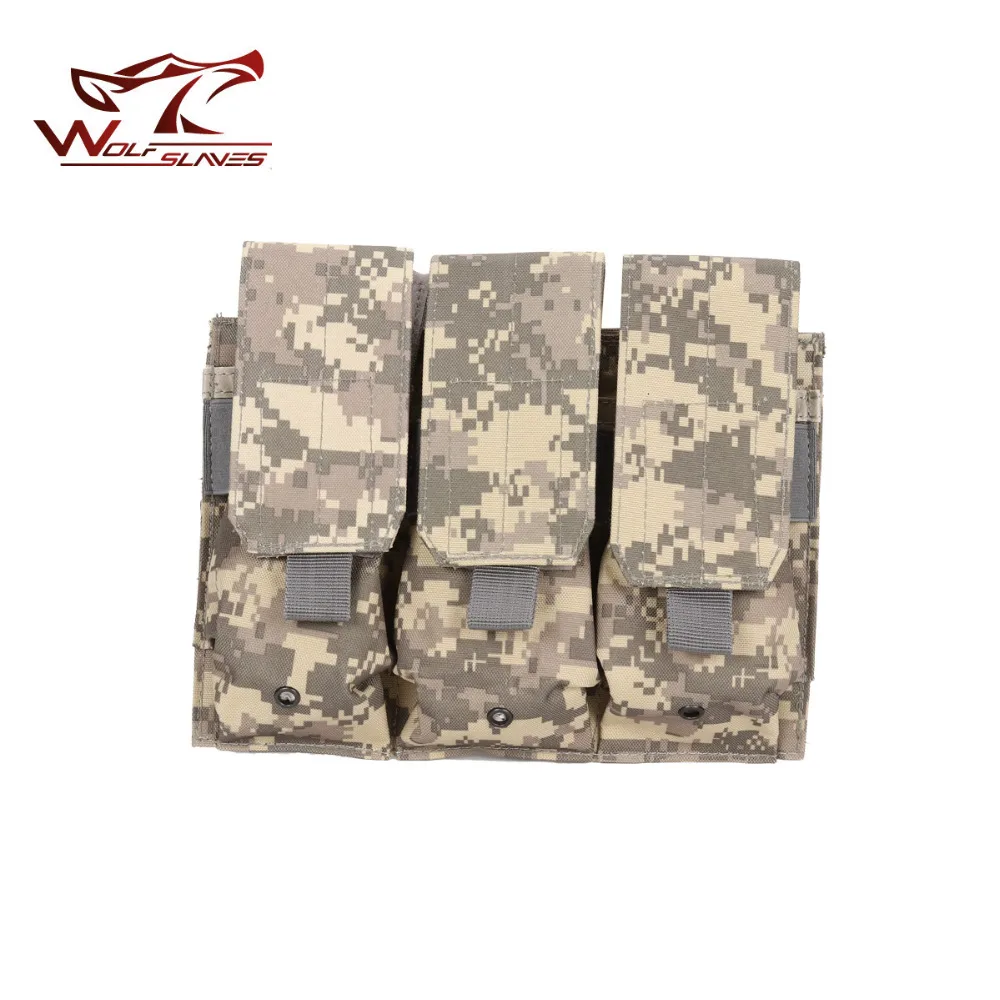 Molle-bolsa táctica Triple Mag para Rifle M4/M16, porta balas, accesorios de caza, verde militar, ACU MC, 5,56mm