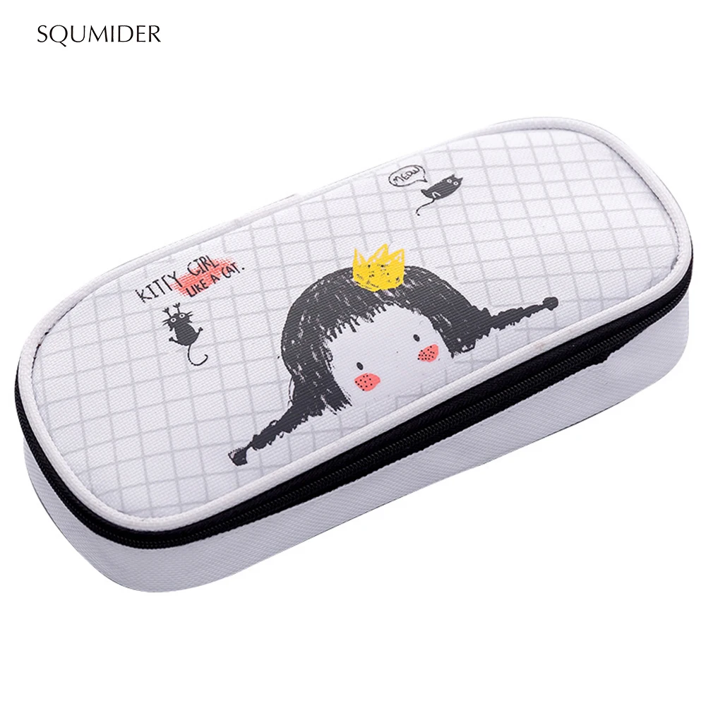 Kreative Hand-painted Cartoon Bleistift Fall Tier Hohe-Capcacity Stift Box Schwarz & Weiß für Jungen & Mädchen schule Schreibwaren