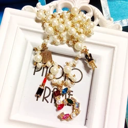 Korean Long Pearl Necklace Pendants For Women Trendy Design Style  Sweater  Jewelry