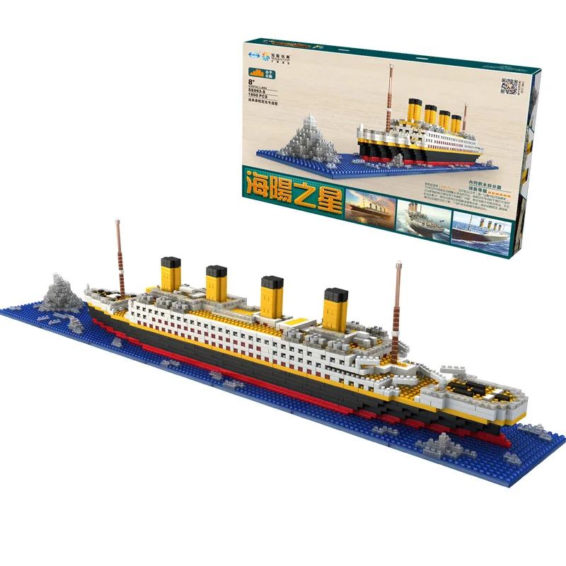 1860 pcs Nenhum Jogo Rs Titanic Navio de Cruzeiro de Barco Modelo Diy Blocos de Construç de Diamante