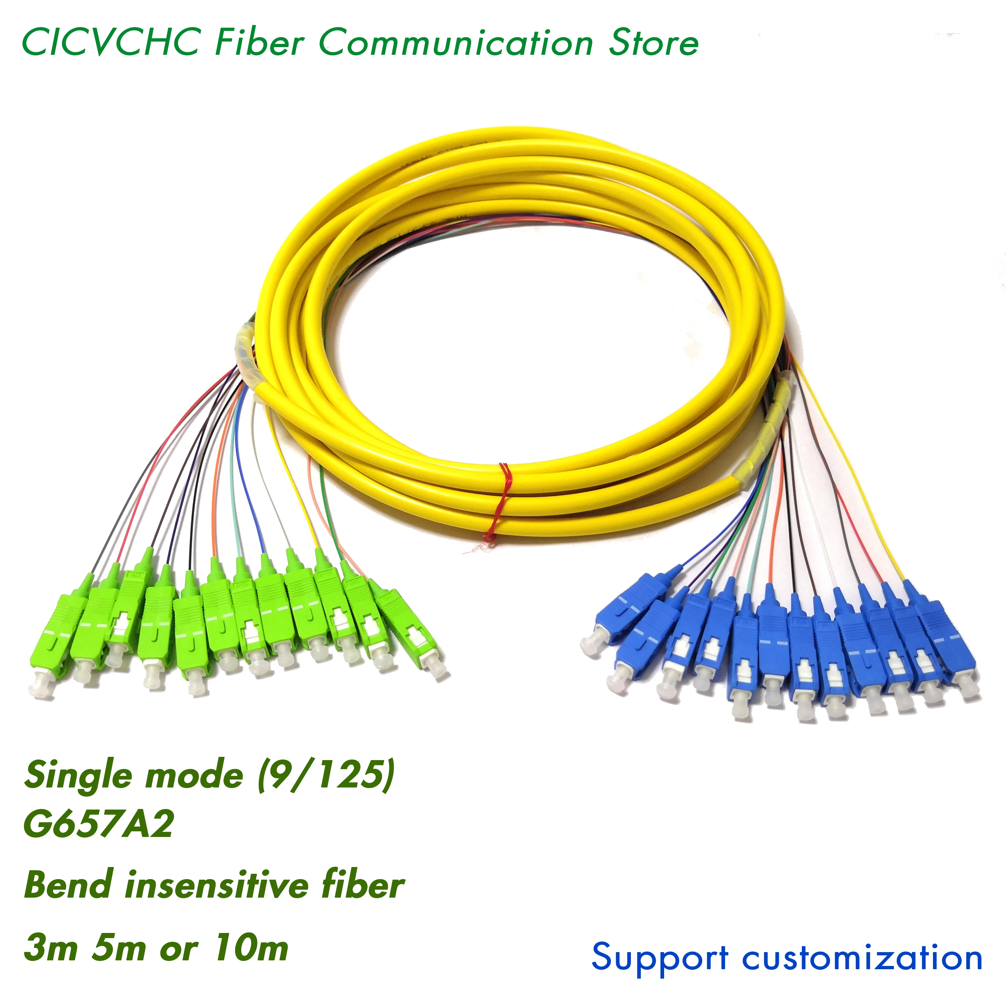 Fiber Cable Tree-12 fibers - SC/APC-SC/UPC-SM(9/125)--G657A2-0.9mm fanout