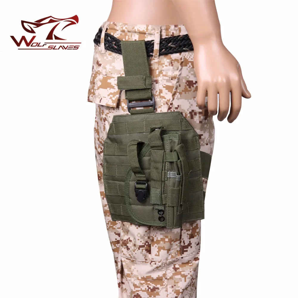 Molle Gun Case Adjustable Tactical Holster Puttee Thigh Leg PB 075 Pistol Airsoft Gun Holster Pouch with Magazine Pocket Bag