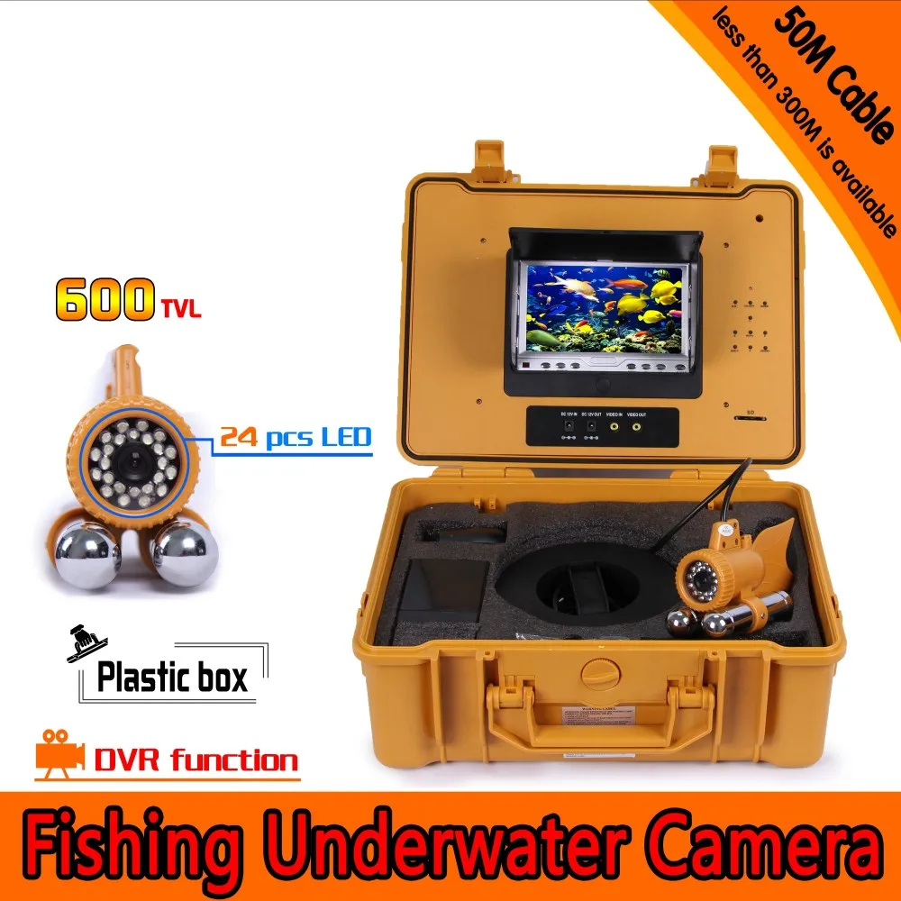 

50Meters Depth Underwater Fishing Camera Kit with Dual Lead Bar & 7Inch Monitor with DVR Built-in & Yellow Hard Plastics Case