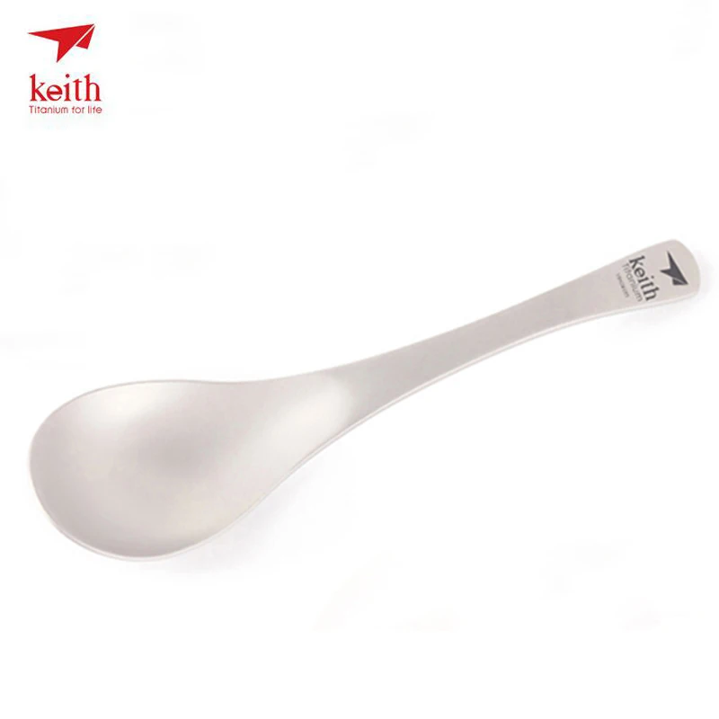 Keith Camping Titanium Spoon Outdoor Picnic Tableware Long-handled 170mm Lightweight Healthy Titanium Spoon Ti5204