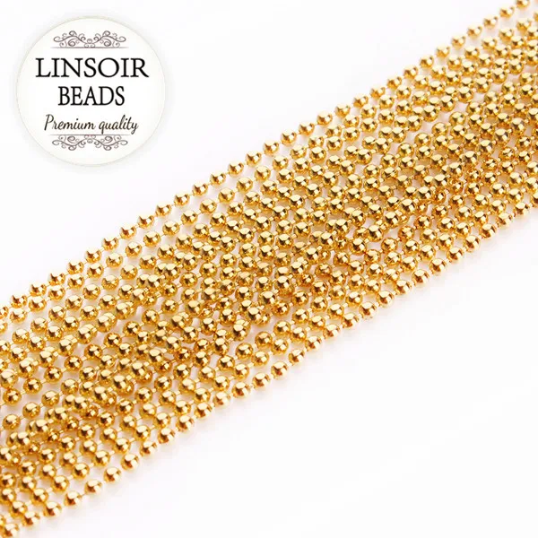 10 meter/pack Dia 1.2/1.5/2/2.4/3.2mm Gold Color Beaded Ball Chain Bulk Fitting for Necklace Bracelet Jewelry Materials F680