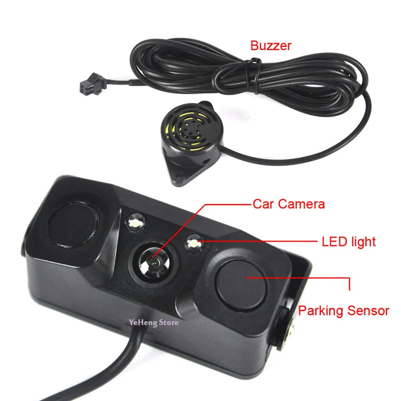 3 IN 1 Video Parking Sensor Car Reverse Indicator Alarm BiBi Sensors Detector 2 Parking Sensor Car Reverse Radar Alarm Kit