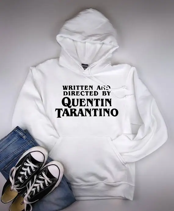 Written and directed Hoodies Quentin Tarantino Sweatshirt Black Cotton Tops Tumblr Letter Tarantino Hoodies Unisex Pullover