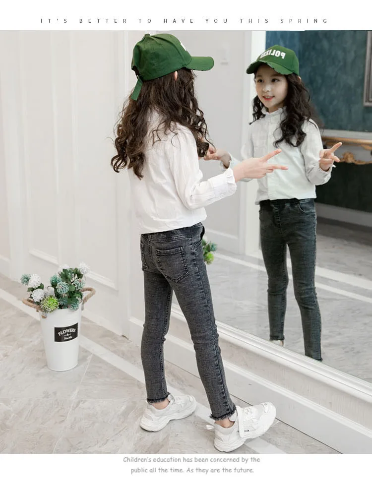 Mädchen-Leggings, neu 2026, Herbst, Kinder-Jeans für Mädchen, blau, schwarz, elastisch, enganliegende Kinderhosen für 4 bis 13 Jahre, Denim-Hosen. – Detail 4